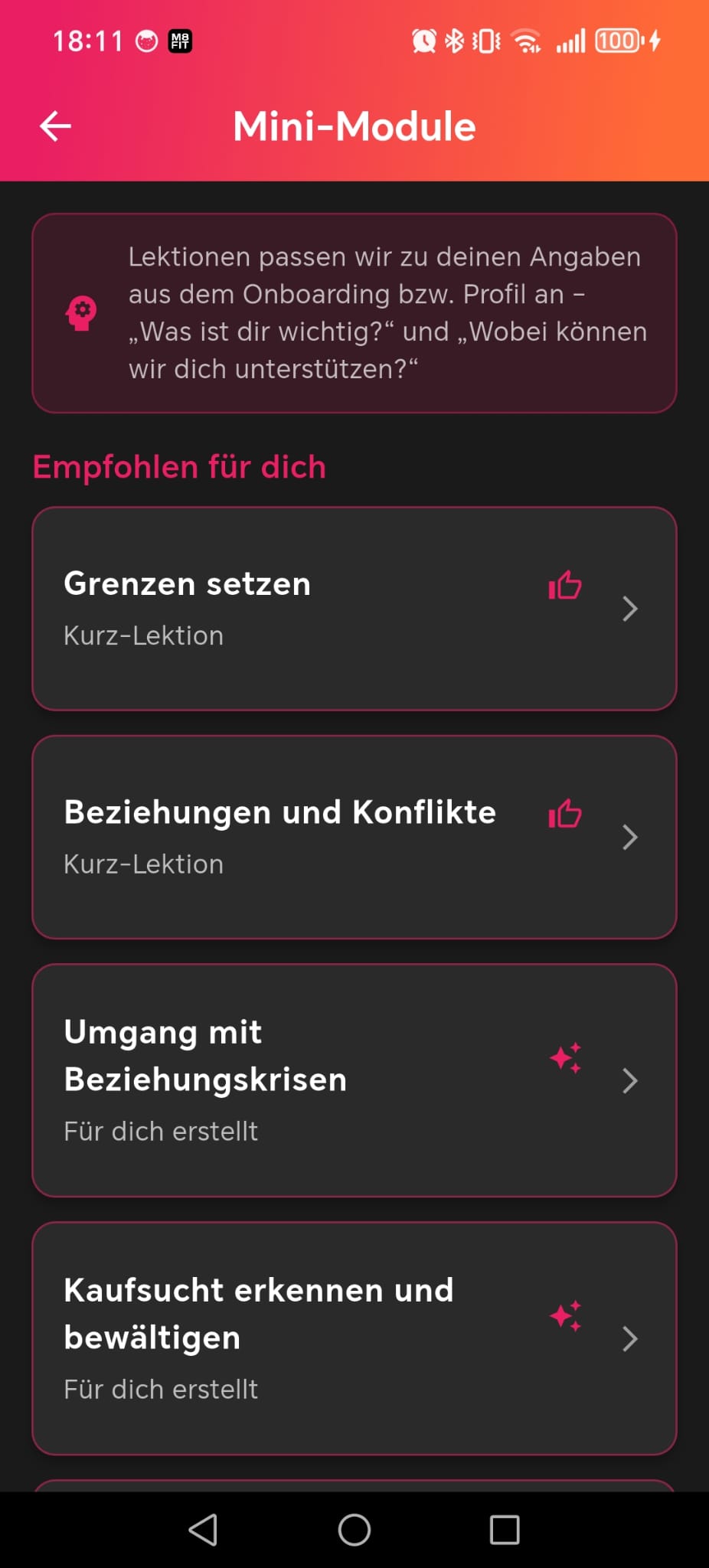 M8Fit Mini-Module – CBT-Übungen digital und mentale Stärke trainieren