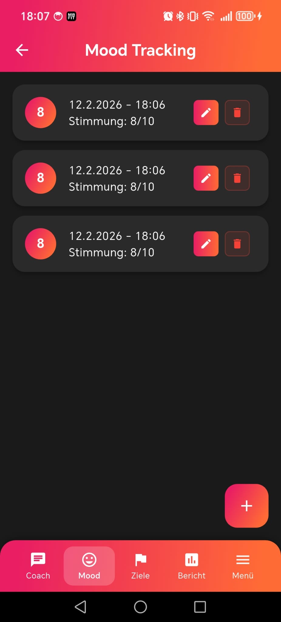 M8Fit Stimmungstracker mit KI-Analyse – Mood Tracking